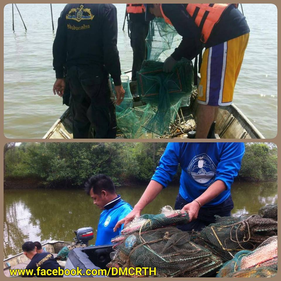 ตรวจยึดลอบตัวหนอน บุกรุกทะเลชุมพร