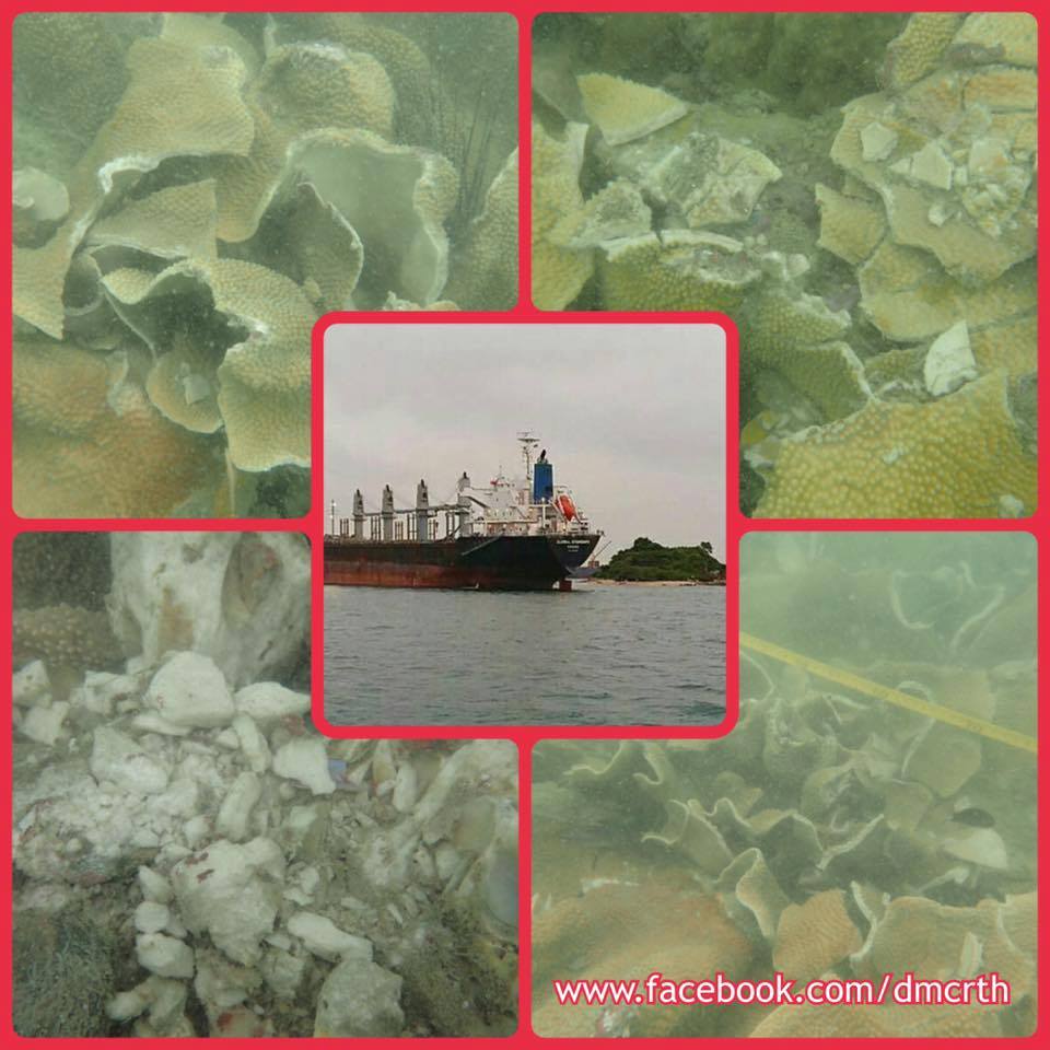กรณีเรือเกยแนวปะการังเกาะร้านดอกไม้ พบเสียหายเกือบ ๒ ไร่