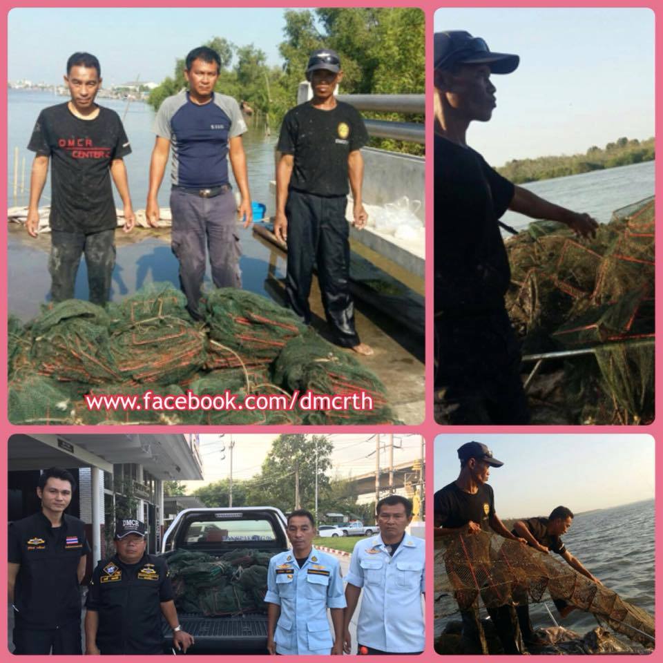 พบลักลอบใช้ลอบพับ ปากแม่น้ำบางปะกง