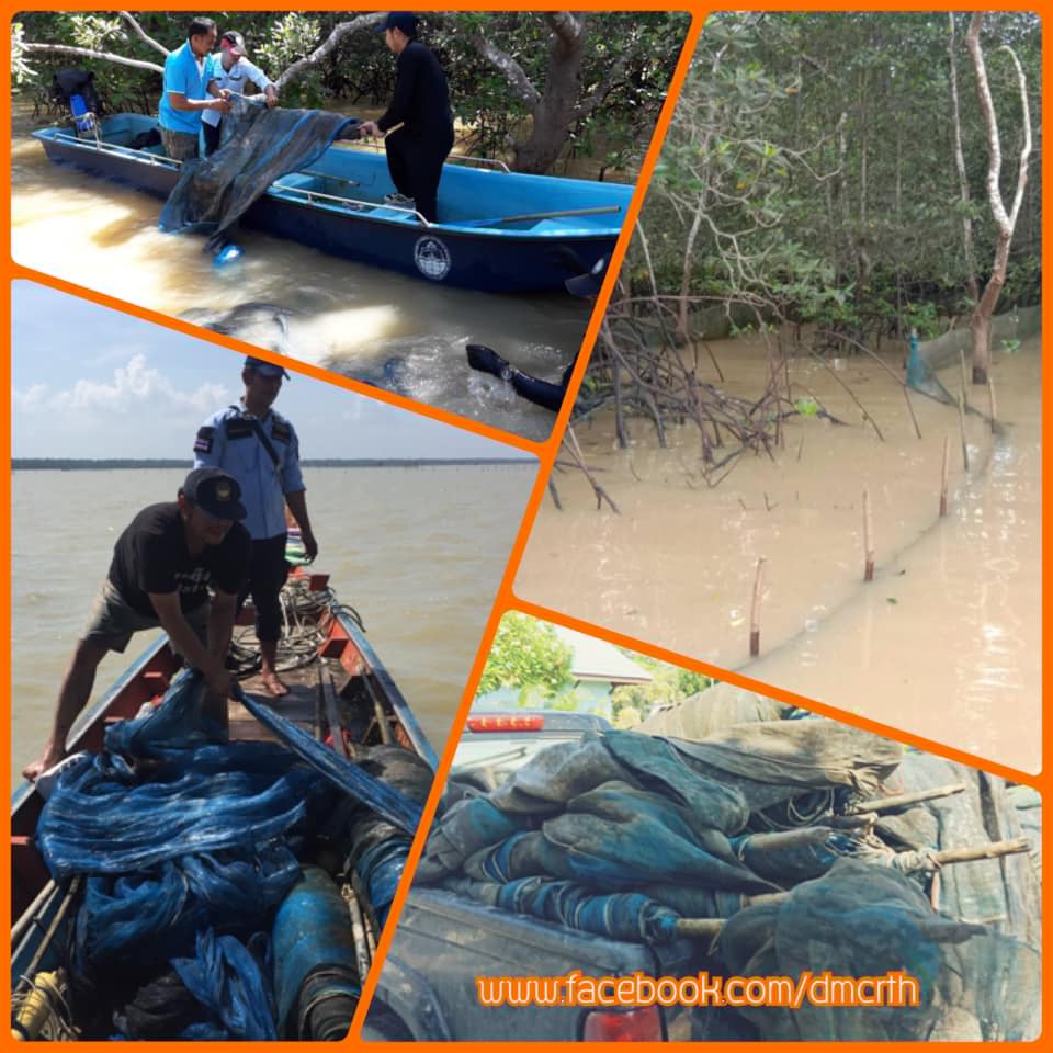 พบลักลอบใช้อวนรัง วางดักปากคลองทะเลสุราษฎร์ธานี