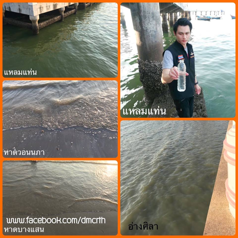 สถานการณ์น้ำทะเลเปลี่ยนสีชายฝั่งชลบุรี เริ่มคลี่คลาย