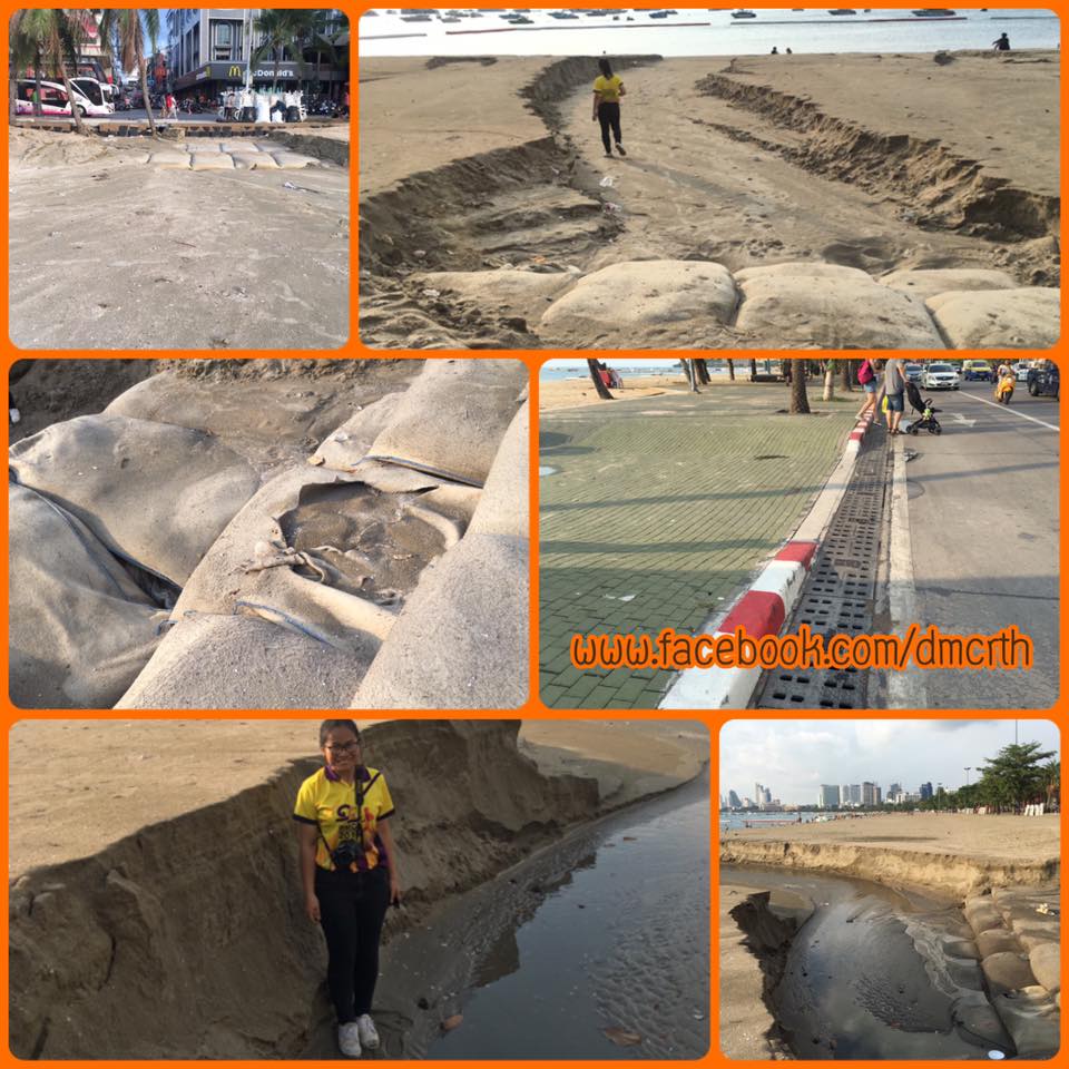 น้ำฝนเทหนัก กัดเซาะชายหาดพัทยาลึกเป็นเมตร