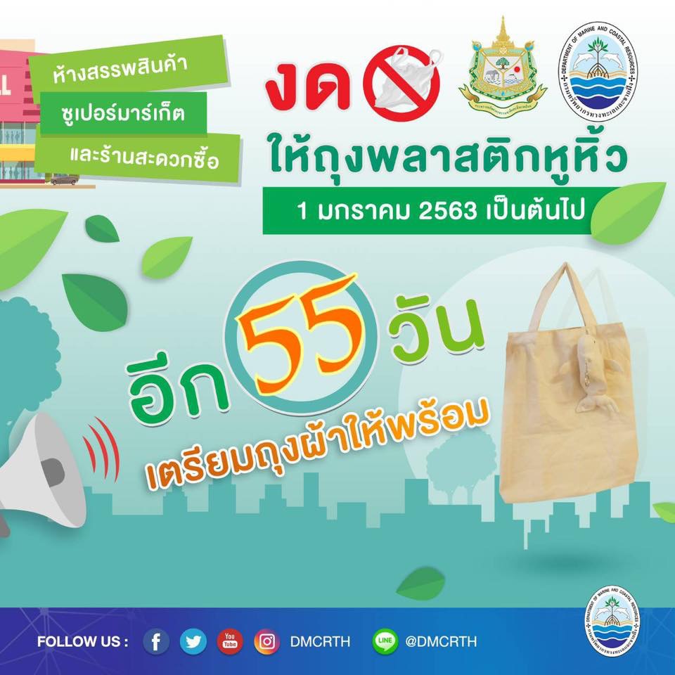 ชาวไทยพร้อมไหมอีก ๕๕ วัน ห้างไม่แจกแล้วนะถุงพลาสติก