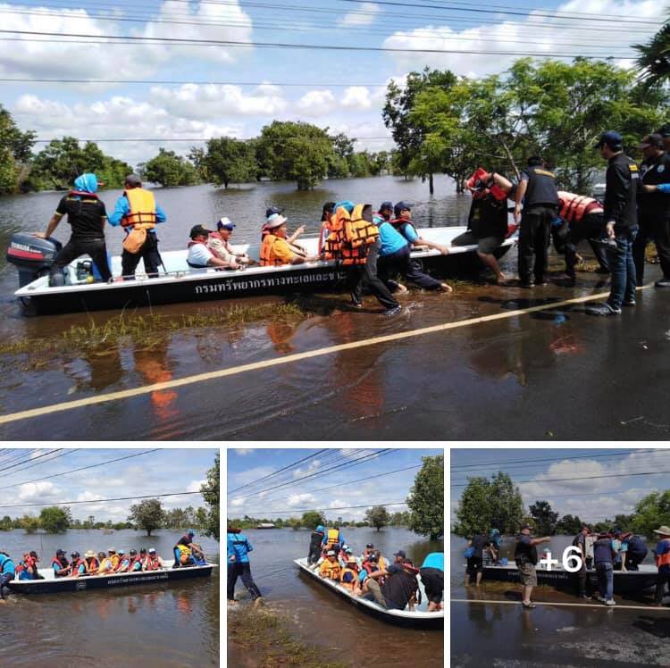 ชาวเรือ ทช. ช่วยผู้ประสบภัยน้ำท่วมเมืองดอกบัวต่อเนื่อง