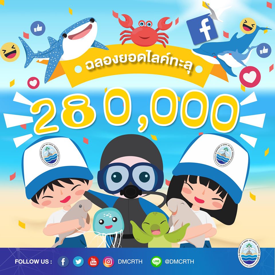 ขอบคุณ ๒๘๐,๐๐๐ Likes จากใจพี่น้องเครือข่ายอนุรักษ์ทะเลไทย