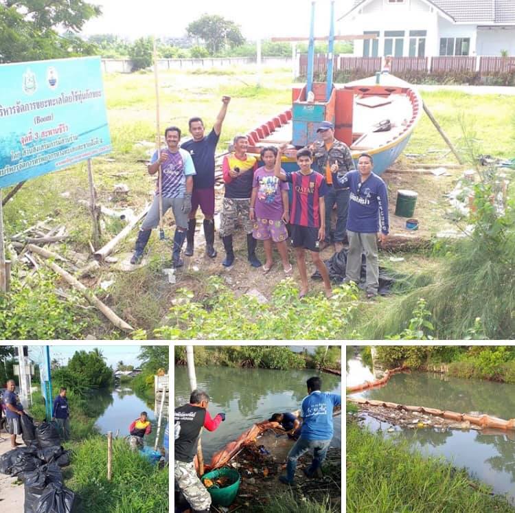 เก็บขยะจากทุ่นกักขยะหาดเจ้าสำราญ ยังพบขยะพลาสติกต่อเนื่อง