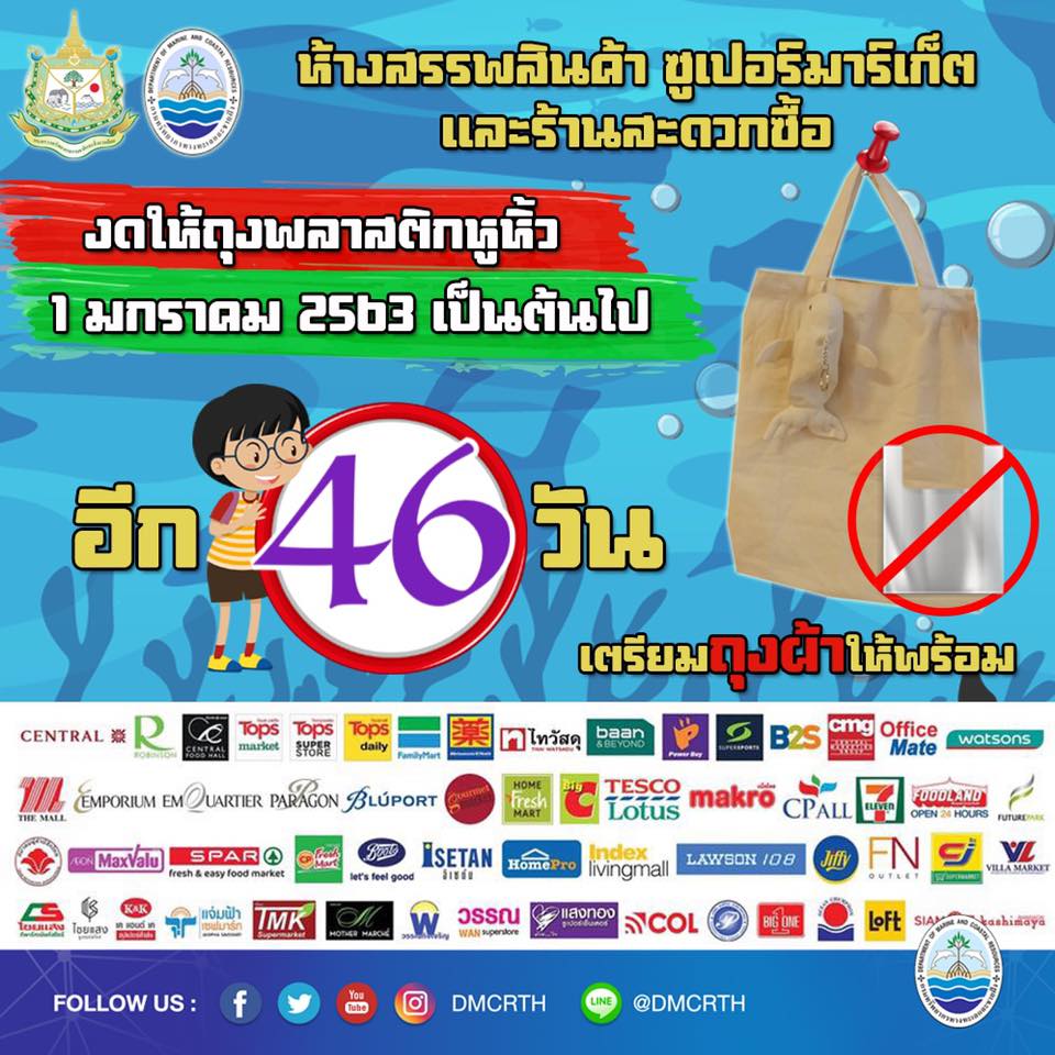 ชาวไทยพร้อมไหมอีก ๔๖ วัน ห้างไม่แจกแล้วนะถุงพลาสติก