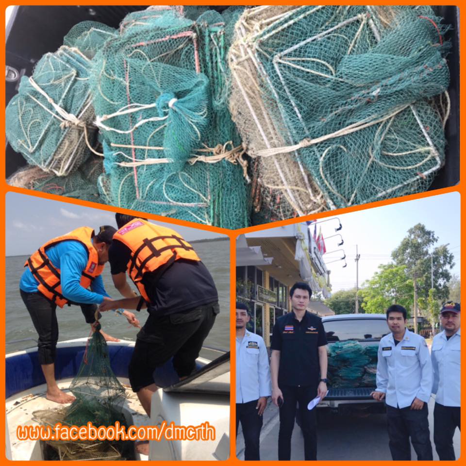 พบการใช้เครื่องมือประมงผิดกฎหมายลอบพับ ทะเลท่าข้าม