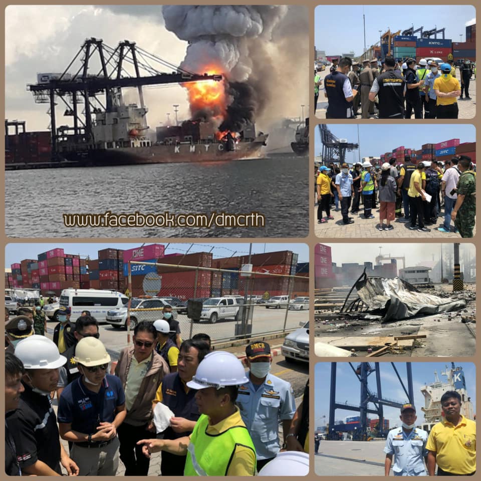 เรือไหม้ท่าเรือแหลมฉบัง ทช. รุดลงพื้นที่ดูผลกระทบทะเล