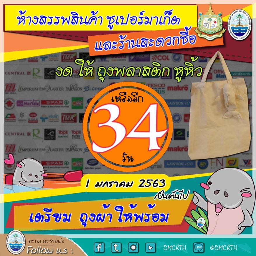 ชาวไทยพร้อมไหมอีก ๓๔ วัน ห้างไม่แจกแล้วนะถุงพลาสติก