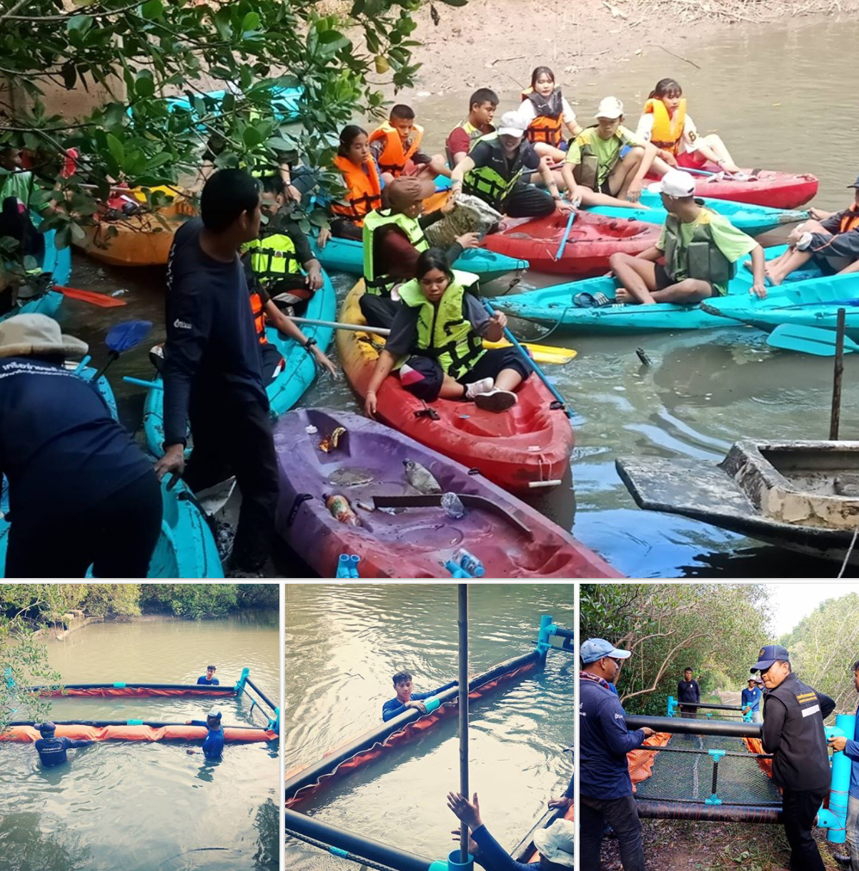 ชาวปราณบุรี ร่วมติดตั้งทุ่นกักขยะและฟื้นฟูคลองในพื้นที่