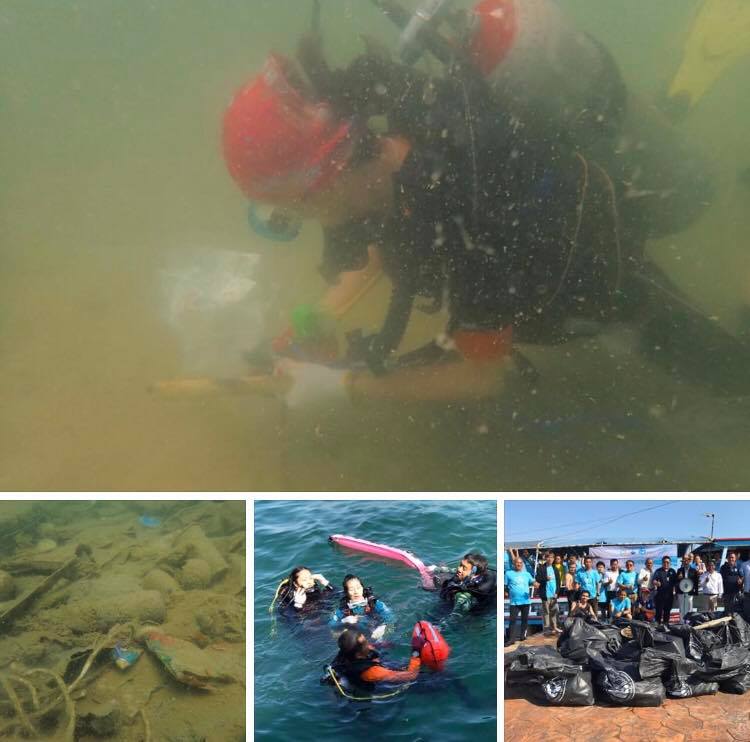 ดำดิ่งสู่ท้องทะเล อาสาเก็บขยะแนวปะการังเกาะขามใหญ่