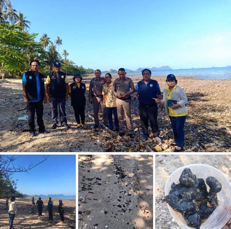 พบคราบน้ำมันสีดำกระจายริมหาดอ่าวขวัญทอง ชุมพร