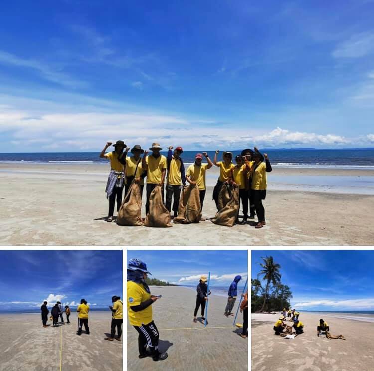เก็บตัวอย่างขยะทะเลหัว กลาง ท้ายหาดบานชื่น ตราด