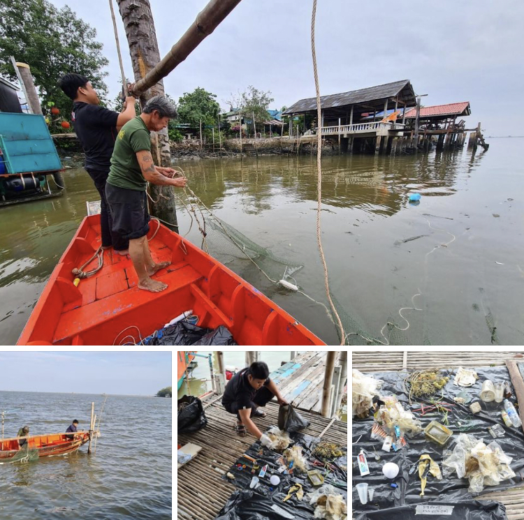 เก็บตัวอย่างขยะปากแม่น้ำบางตะบูน เพชรบุรี