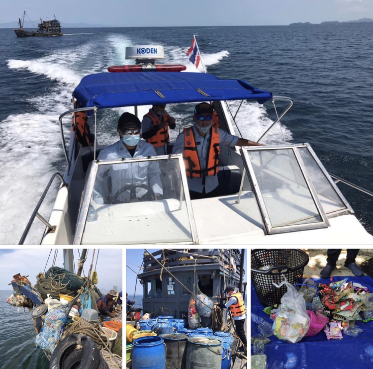 ล่องเรือตามเก็บขยะ ตัดตอนไม่ให้ลงทะเลคุระบุรี