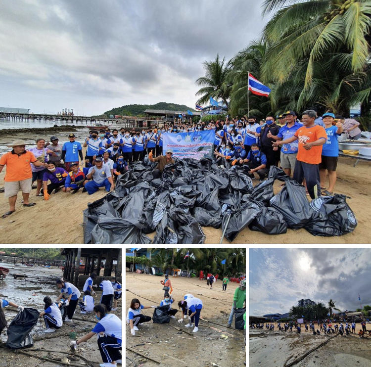 ทำความสะอาดชายหาดอ่าวอุดม ชลบุรี