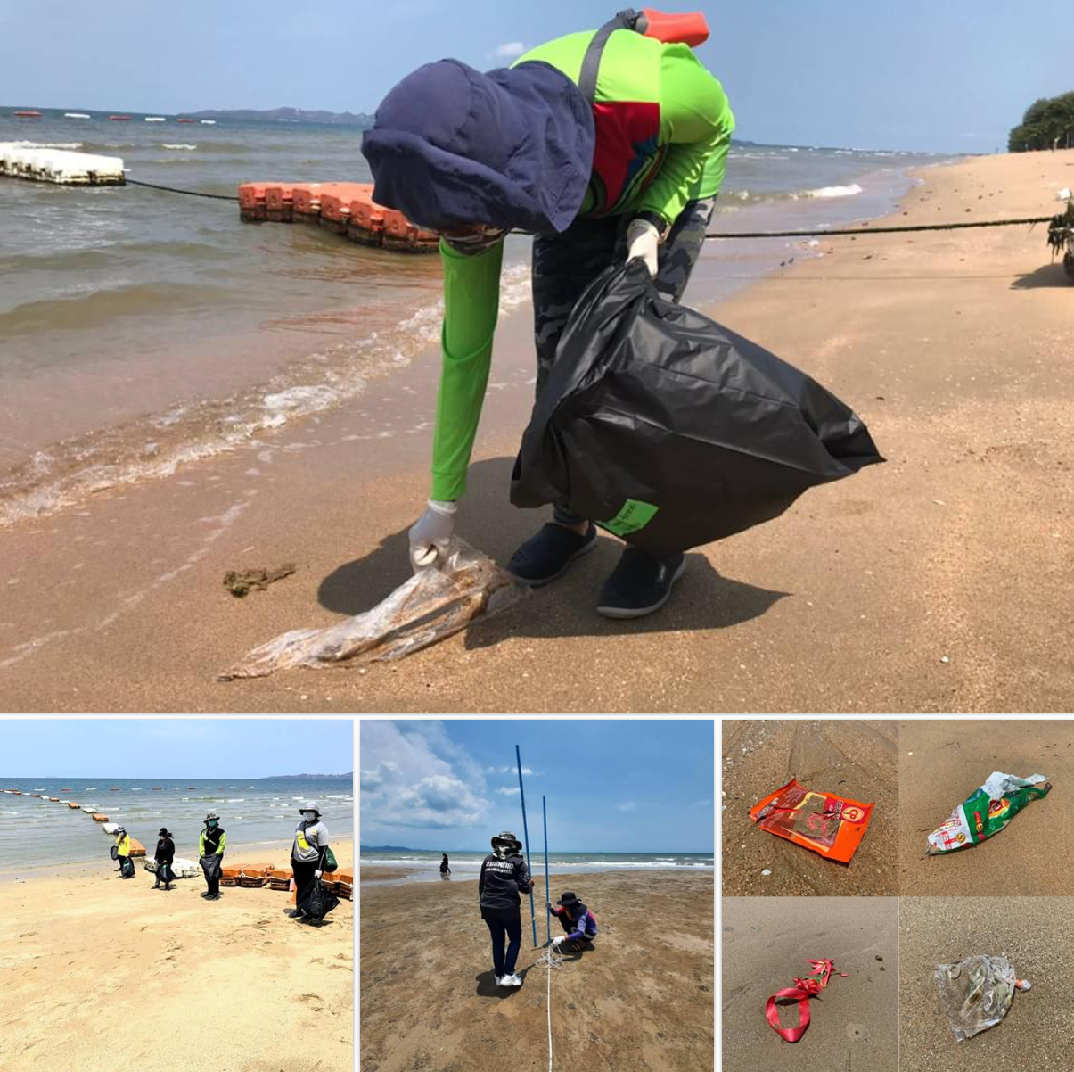 สำรวจชนิดและปริมาณขยะริมทะเลหาดจอมเทียน ชลบุรี