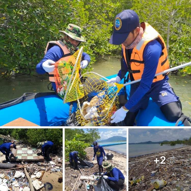 เร่งเก็บกู้ซากขยะ ท่าเทียบเรือเกาะทุ่งนางดำ พังงา