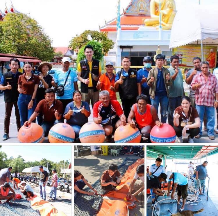 ระดมพลซ่อมแซมทุ่นกักขยะปากแม่น้ำเจ้าพระยาที่ชำรุด