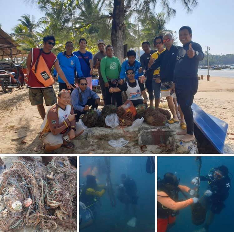 เร่งเก็บกู้อวนติดแนวปะการังอ่าวบางเทา ภูเก็ต