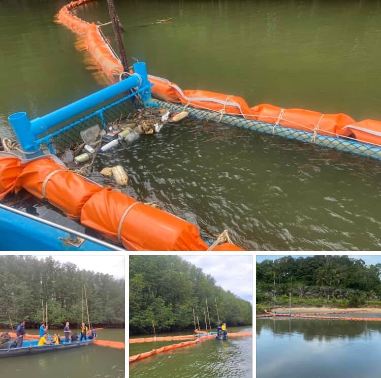 อสทล. รวมใจ เก็บขยะจากทุ่นกักขยะบ้านในไร่/บ้านหาดสมบูรณ์