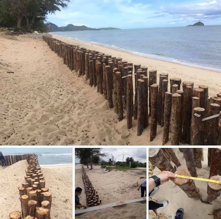 ติดตั้งรั้วดักตะกอนทราย คลองวาฬ ประจวบคีรีขันธ์