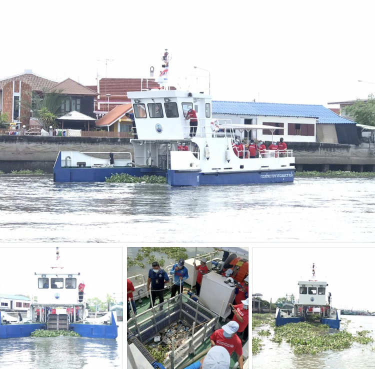 เรือเก็บขยะมาแล้ว เพิ่มประสิทธิภาพลดขยะปากน้ำท่าจีน