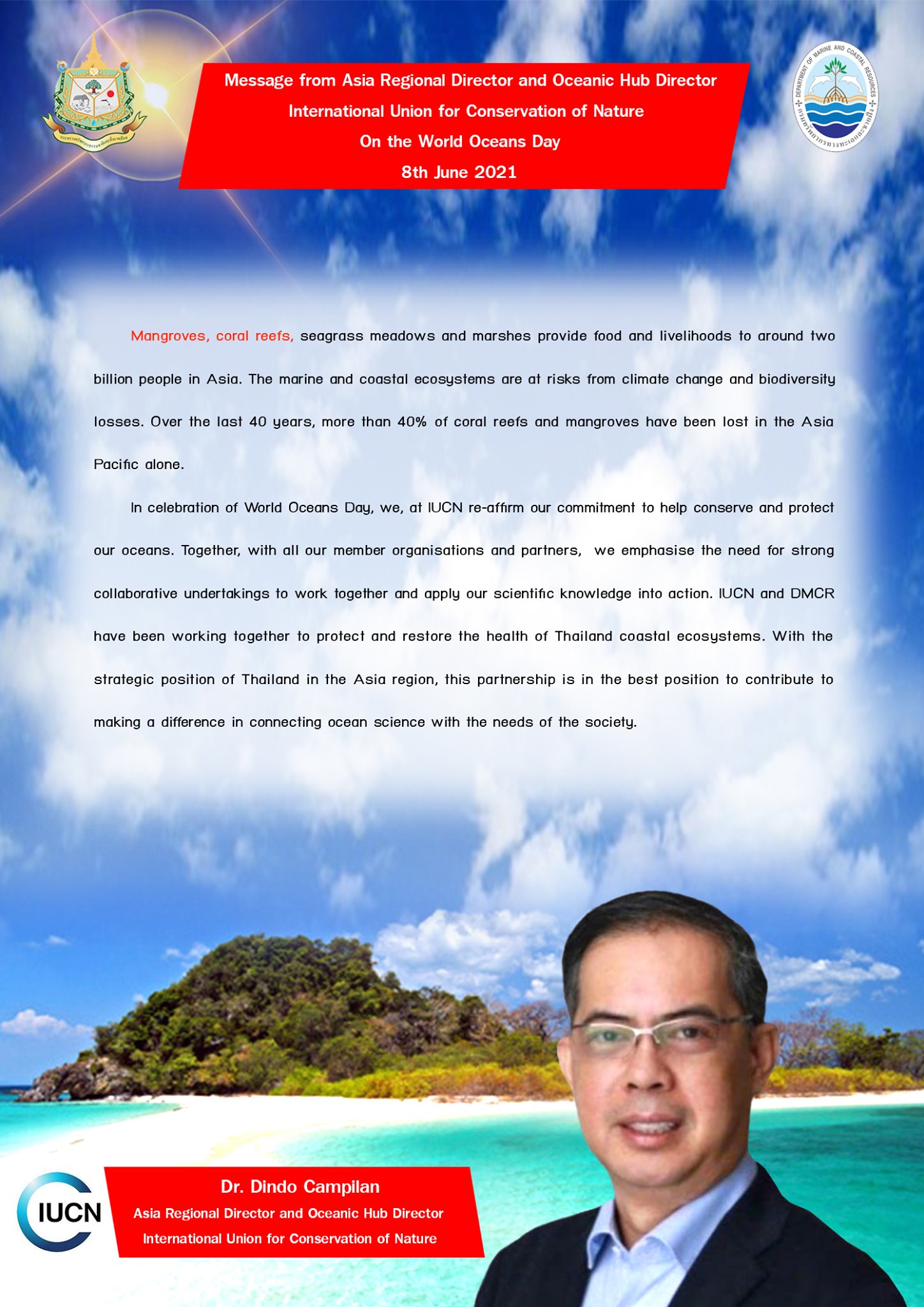 Message from Asia Regional Director and Oceanic Hub Director International Union for Conservation of Nature