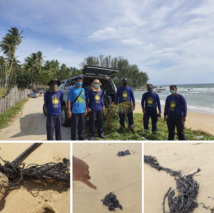 เร่งจัดการขยะปนเปื้อนคราบน้ำมัน เกยชายหาดเขาปิหล่าย