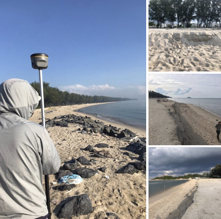 สำรวจเก็บข้อมูลการเปลี่ยนแปลงชายฝั่งหาดชลาทัศน์ก่อนมรสุมมา