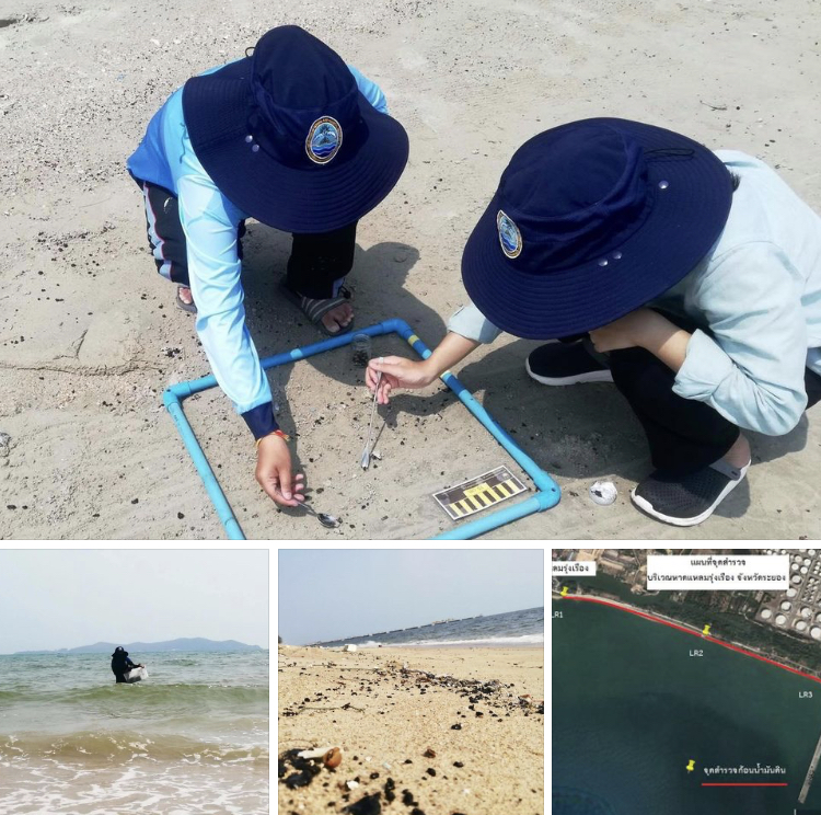 ติดตามคุณภาพน้ำทะเลหาดแหลมรุ่งเรือง หลังพบก้อนน้ำมันดิน