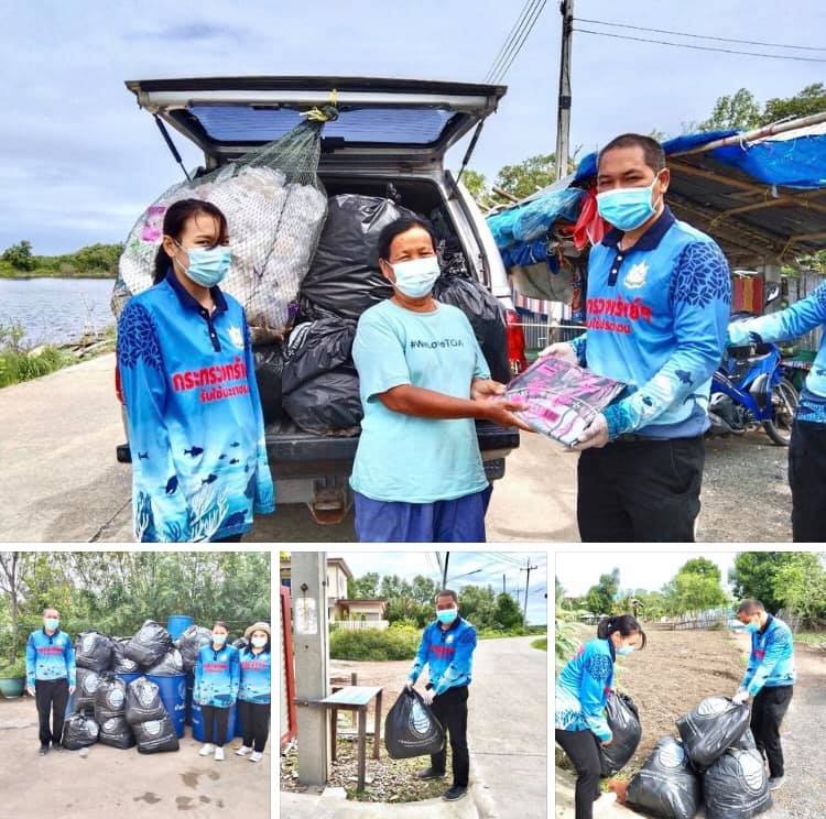 เก็บขยะปลายน้ำ ชวนประมงเรือเล็กบางหญ้าแพรกเก็บขยะจากทะเล