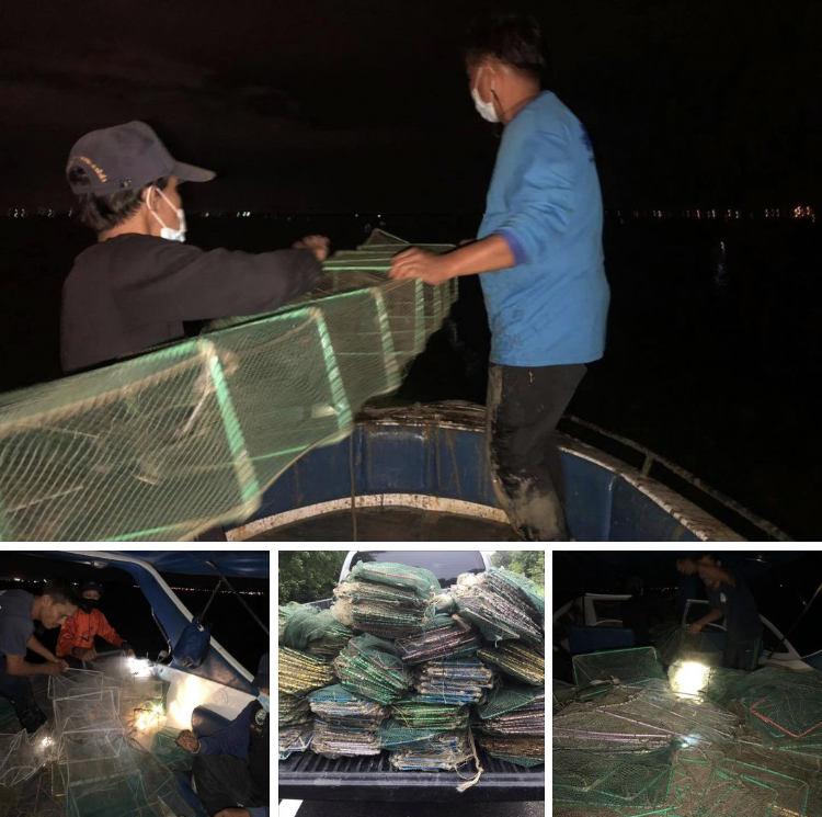 ทำผิดซ้ำอีก จับยึดลักลอบใช้ลอบพับในทะเลสาบสงขลา