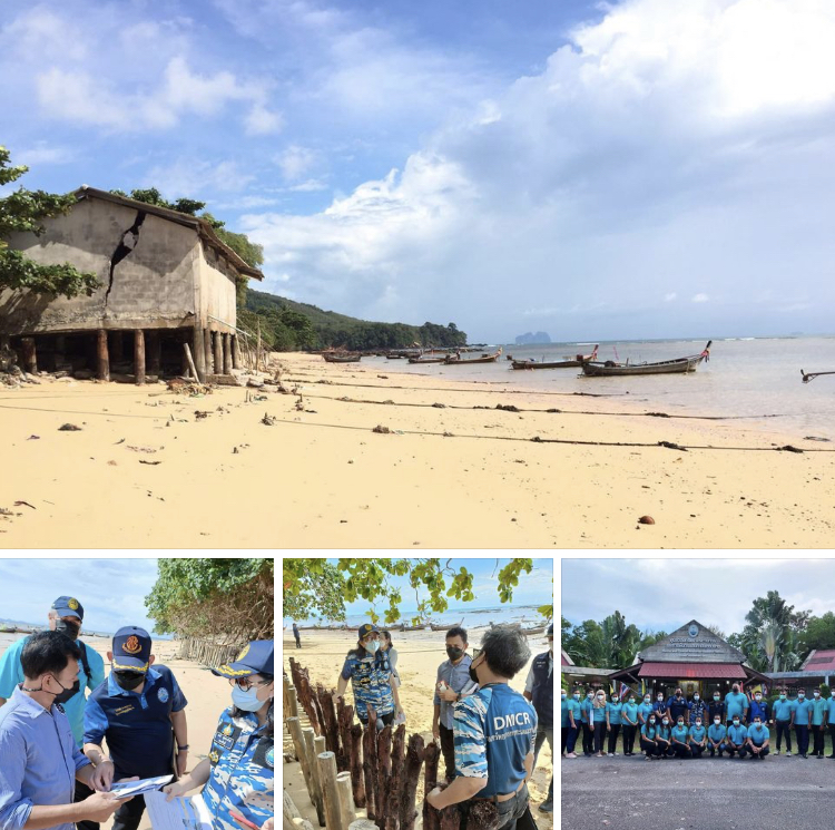 รองพรศรี นำทีมติดตามสถานการณ์กัดเซาะชายฝั่งเกาะลิบง