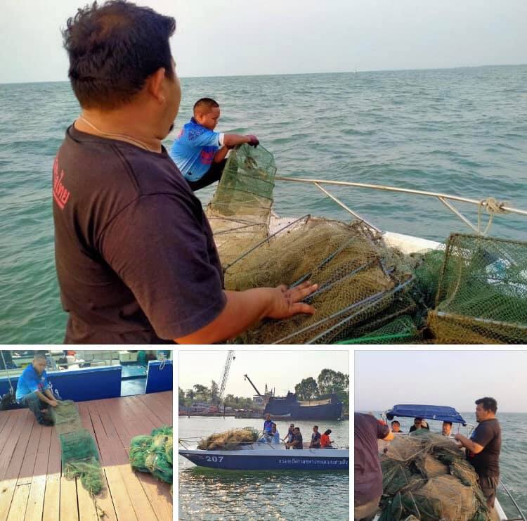 ยึดลอบพับ ลักลอบทำประมงชายฝั่งเมืองแม่กลอง