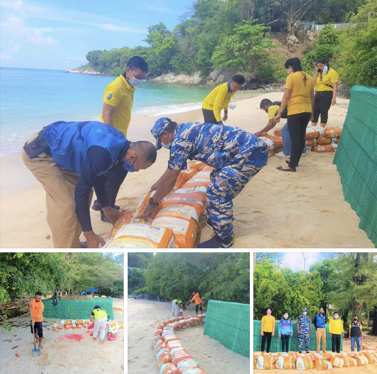 เสริมแนวป้องกันน้ำทะเล รุกถึงรังไข่เต่าตนุหาดราไวย์