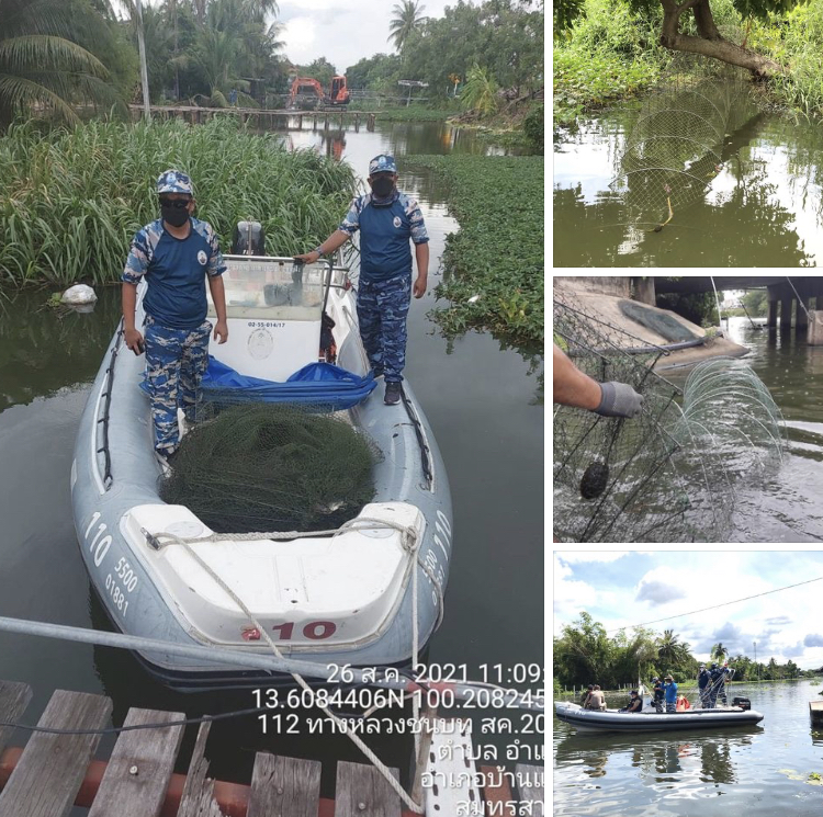 ลาดตระเวนพบลักลอบใช้ลอบพับได้ ทำประมงเขตบ้านแพ้ว