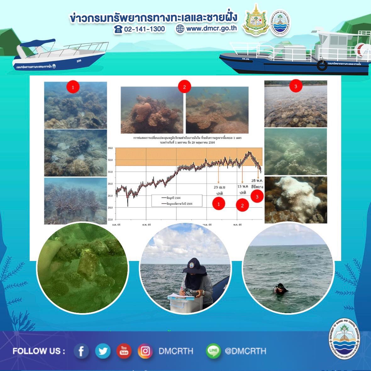 อุณหภูมิน้ำทะเลเกาะมันในสูงต่อเนื่อง ปะการังมีฟอกขาว