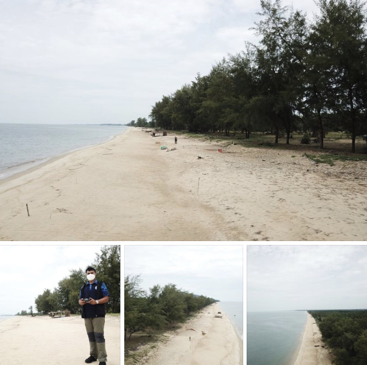 เก็บข้อมูลสถานภาพชายหาดบ้านใหม่ ชายทะเลเขตนราธิวาส