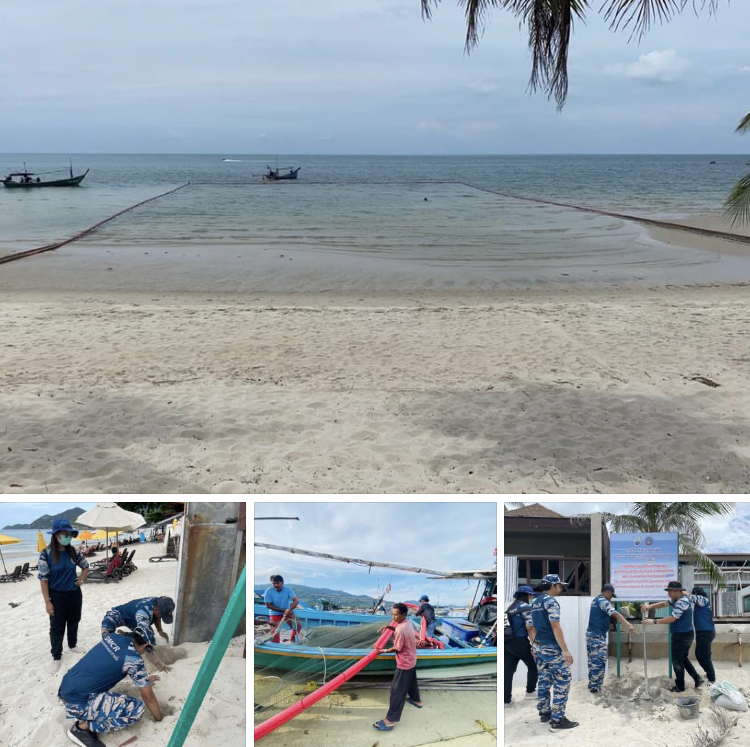 ติดตาข่ายกันแมงกะพรุน ชายหาดท่องเที่ยวสมุย