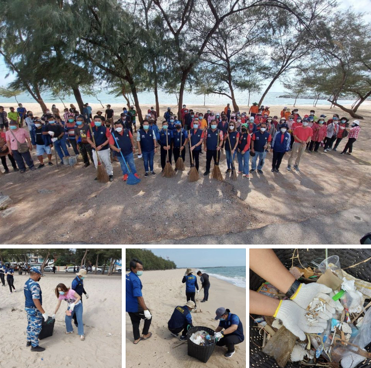 เทศบาลนครระยอง นำเก็บขยะชายหาดแหลมเจริญ