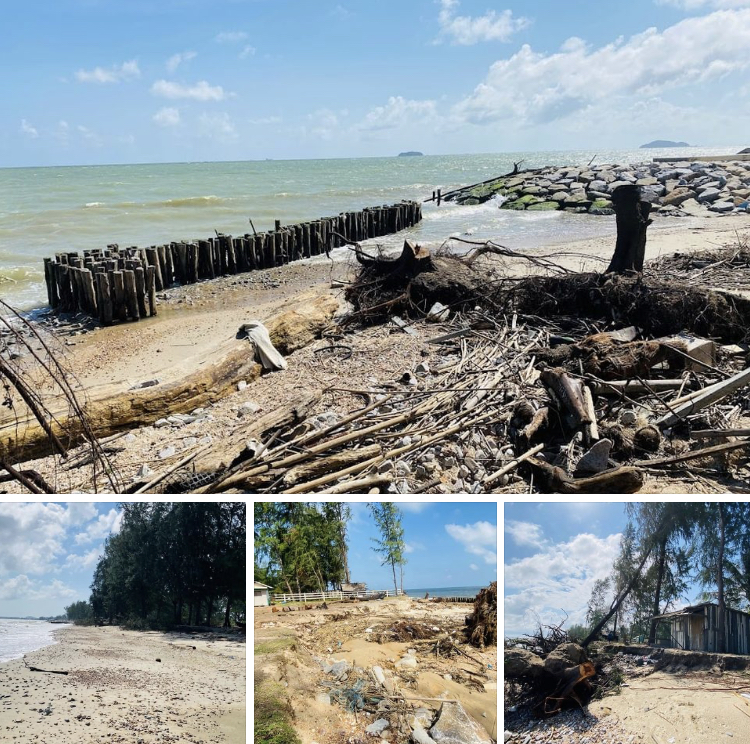 กัดเซาะหนักชายหาดสงขลา บริเวณเขื่อนกันคลื่นหาดแก้ว