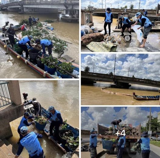 กรมทะเลแลชายฝั่ง ร่วมกับเทศบาลเมืองปัตตานี จัดเก็บขยะที่ตกค้างบริเวณบูมกักขยะ (Boom) ในแม่น้ำปัตตานี