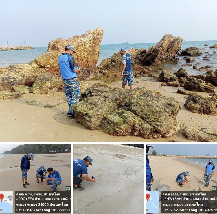 ชายหาดแม่รำพึง บางจุดยังมีผลกระทบจากก้อนน้ำมันดิน