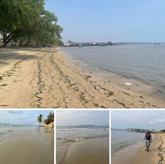 เหลือบางส่วน คราบน้ำมันระยองพบเป็นฟิลม์บางๆ ติดปลายหาดแม่รำพึง