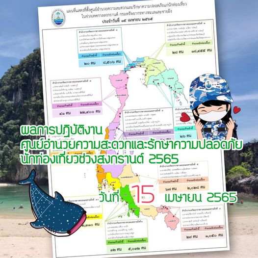 ผลการปฏิบัติงานอำนวยความสะดวกและดูแลนักท่องเที่ยวช่วงสงกรานต์