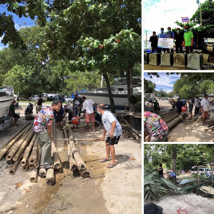 กลุ่มอนุรักษ์ป่าชายเลนชุมชนบ้านแหลมฉบัง นำงบอุดหนุนสร้างบ้านปลา