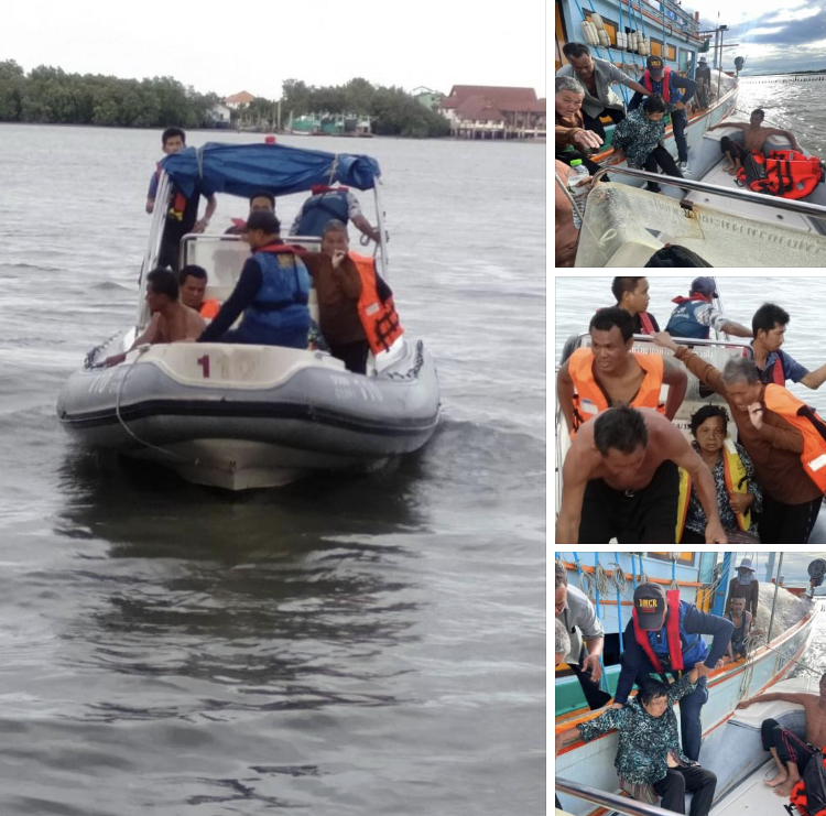 เรือประมงล่ม ทช. ร่วมช่วยเหลือปลอดภัยจากทะเลสมุทรสาคร