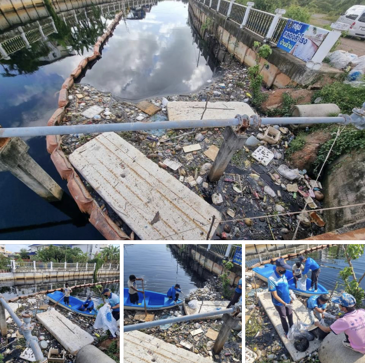 เก็บขยะคลองระบายน้ำสงขลา สะพานเตาหลวง